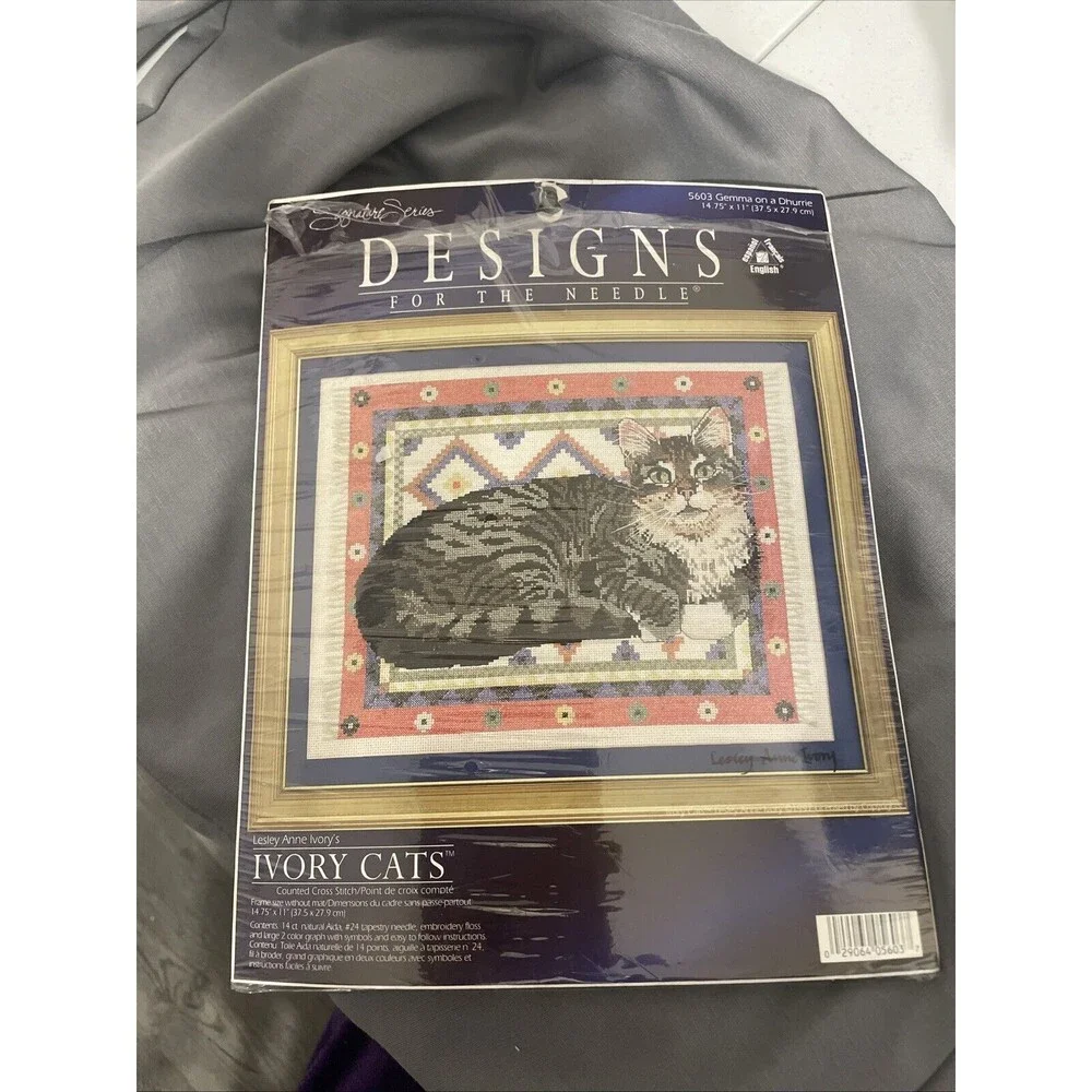 Designs For The Needle Counted Cross Stitch Kit Ivory Cats Gemma On A Dhurrie...